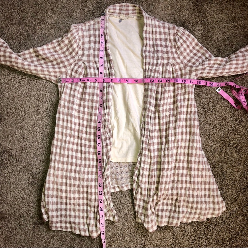 - Knitted & knotted cottage core open front checkered cardigan - Picture 4 of 6